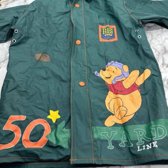 Vintage Winnie the Pooh Raincoat 2T Football 50 Yard Line Green Snap Front - Picture 1 of 9